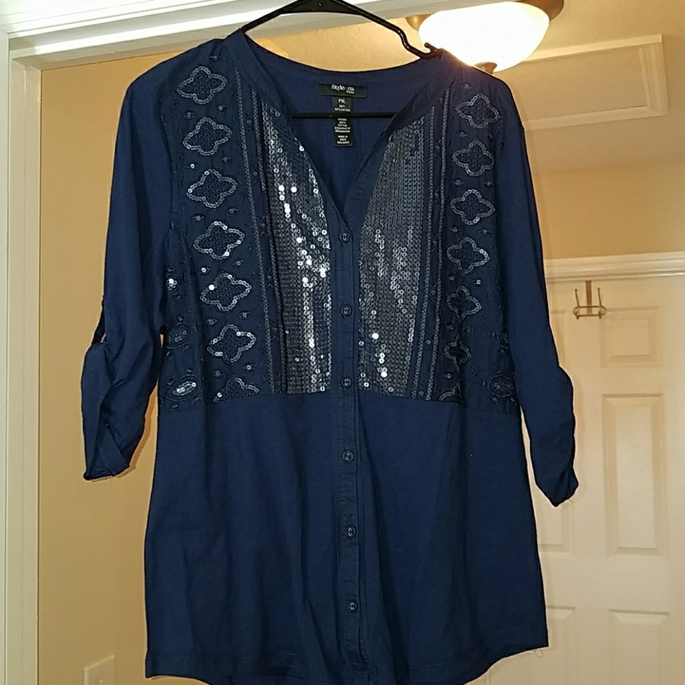 Button down sequin tunic